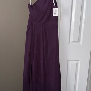 David's Bridal One-Shoulder Gown in Deep Purple